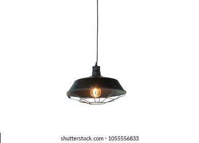 Black Decorative Lamp Hanging From The Ceiling.modern Lamp Isolated On White Background