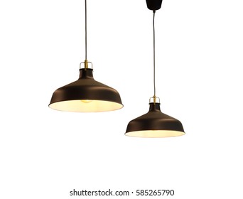 Black decorative lamp hanging from the ceiling.modern lamp isolated on white background