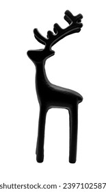 black deer statue on a white background 