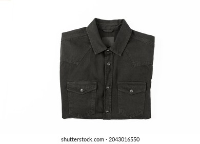 Black Denim Shirt On A White Background