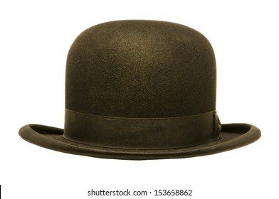 A Black Derby Or Bowler Hat Isolated Against A White Background