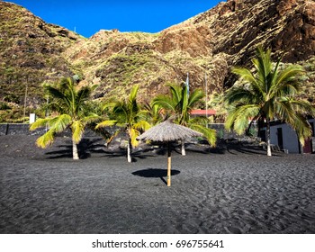 Black Desert Beach Of The Canary Islands. La Palma.