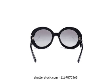 Black Designer Sun Glasses Isolated On White Background. 