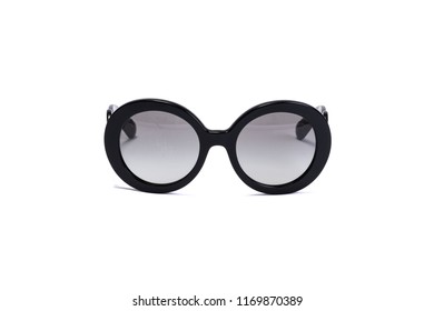 Black Designer Sun Glasses Isolated On White Background. 