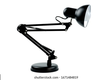 Black Desk Lamp Isolated On White Background.
