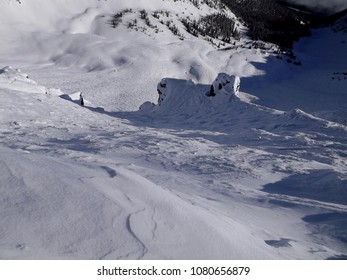 The Black Diamond Ski Runs View At The Summit Of Whitetooth Mountain, Kicking Horse Ski Slope Near Golden British Columbia