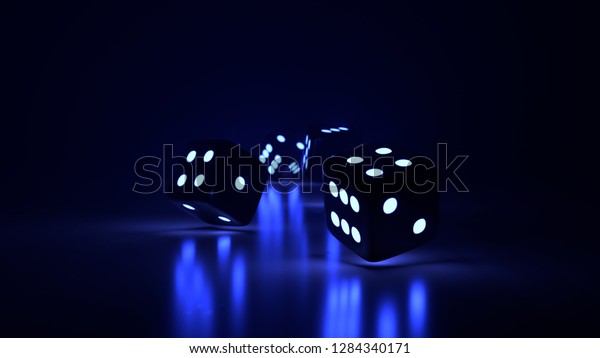 Black Dice Blue Neon Light Desktop Stock Photo Edit Now