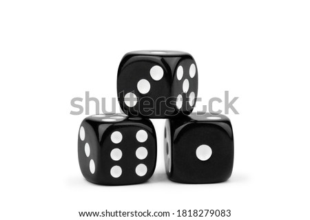 black dice with contrasting dots, isolate on a white background