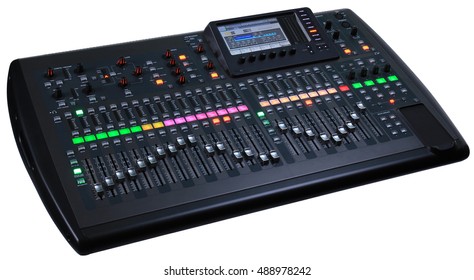 Black Digital Audio Mixer On A White Background