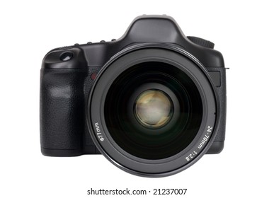 Black Digital Camera Isolated On White