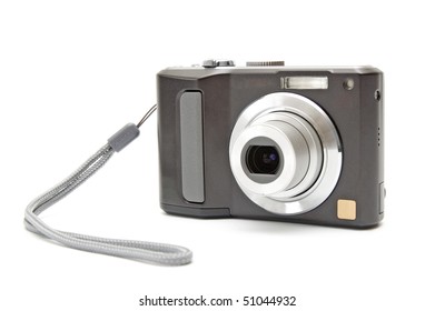 Black Digital Camera Isolated On White