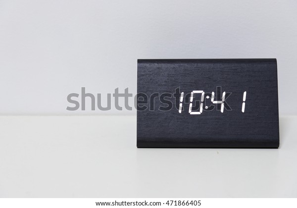 Black Digital Clock On White Background Stock Photo Edit Now 471866405