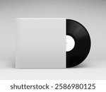 Black DJ Turntable, blank Album Cover Mockup Vinyl Cover, Vinyl Record Plate,  on white