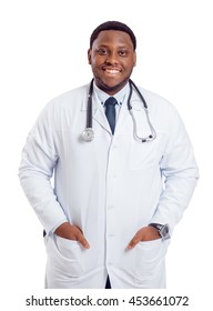 Black Doctor On White Background. With Clipping Path.