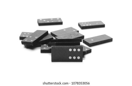 Black Dominoes Pieces Isolated On White Stock Photo 1078353056 ...