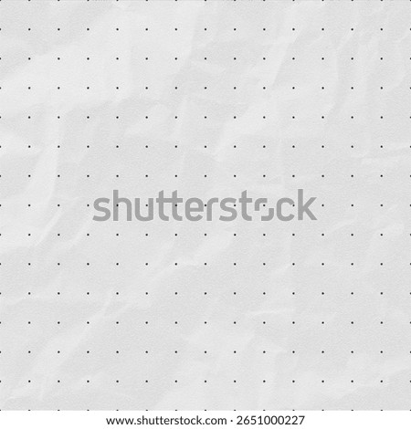 Black dotted grid pattern on white paper with wrinkle texture. Ideal for bullet journals, minimalist planners, art backgrounds, and printable worksheets.