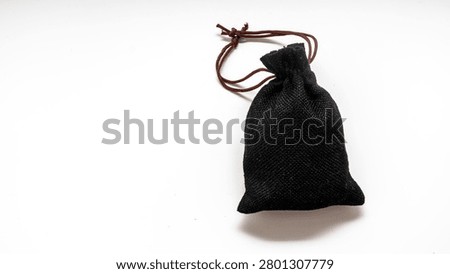 Black Drawstring Pouch Bag Isolated on White Background