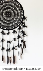 Black Dreamcatcher On White Wall