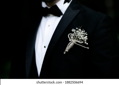 Black Dress With Flower In The Lapel Groom In Turkey