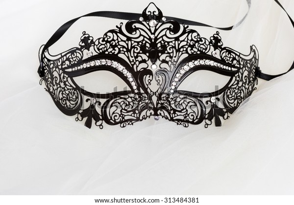 Black Dress Masquerade Mask Rhinestones On Stock Photo (Edit Now) 313484381