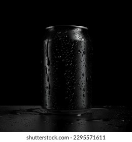 Black Drink Can with water drops, Soda Can with Dark Background, Cold Can - Powered by Shutterstock