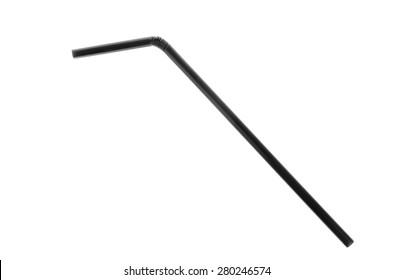 Black Drinking Straw Isolated On White