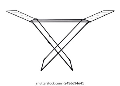 A black drying rack with a white background. The rack is made of metal and has a cross shape