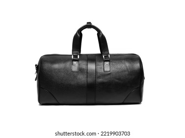 Black Duffle Gym Bag Isolated On White Background