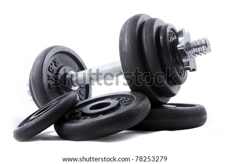 Black dumb-bell for sport on white background