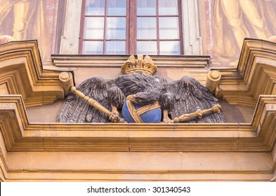 Black Eagle - Symbol Of The House Of Habsburg Ruling Holy Roman Empire, On The Building Facade, Wroclaw, Poland