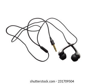 Black Earbuds Isolated On A White Background