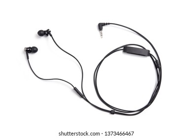 Black earphone in white background - Shutterstock ID 1373466467