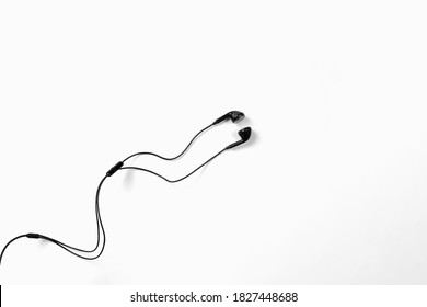 Black Earphones isolated on white background