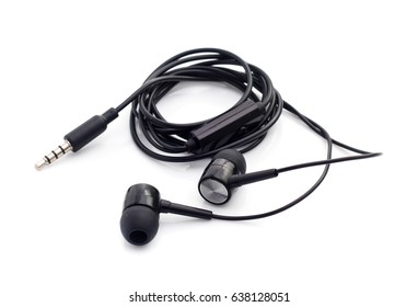 black earphones on a white background - Shutterstock ID 638128051