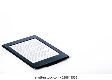 Black Ebook Reader Or Tablet On White Background