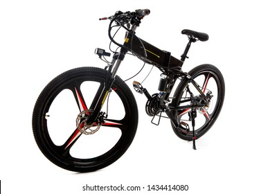 Black Electric Bike On White Background.Sport Bike.