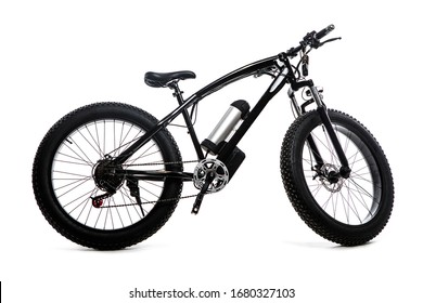 Black Electric Bike On White Background.Sport Bike.