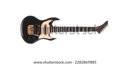 black electric guitar isolated on white background
