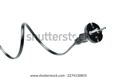 black electrical plug with wire isolated on white background