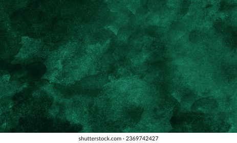 Black emerald jade green abstract pattern watercolor background. Stain splash rough daub grain grunge. Dark shades. Water liquid fluid. Design. Template.