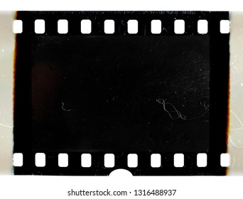 black and empty 35mm film frame on white background