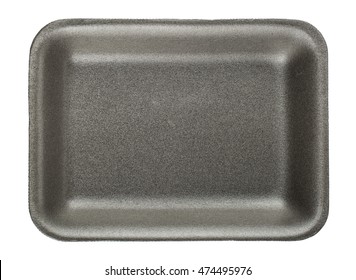 Black Empty Food Tray Isolated On White Background