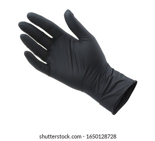 Black Empty Nitrile Protective Glove Isolated On White