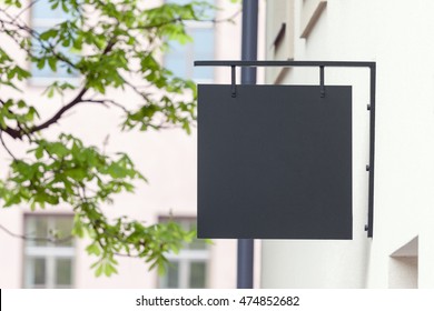 Black Empty Outdoor Signage Mock-up To Add Company Logo 