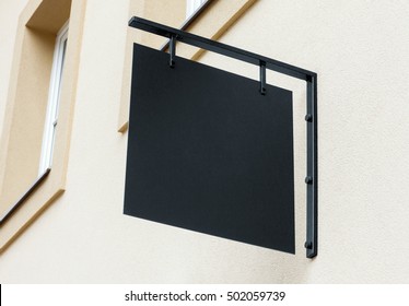 Black Empty Outdoor Signage Mockup To Add Company Logo 