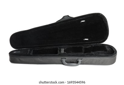 Black empty violin case isolated on white
