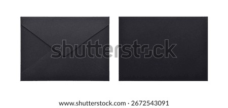 Black envelope front and back isolated on white background