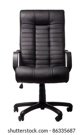 Black Executive Leather Chair On A White Background