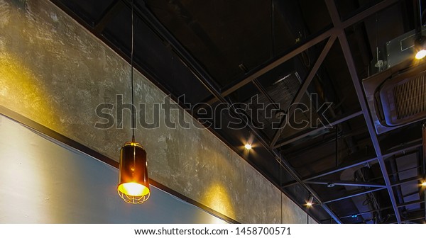 Black Exposed Ceiling Frame Air Conditioner Stock Photo