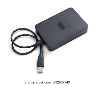 Black External Hard Disk Drive With USB Cable